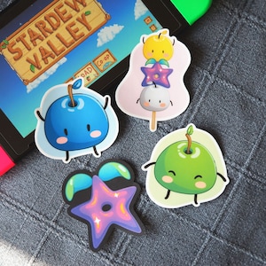 Cute Stardew Valley Stickers! Junimo and Stardrop | Nintendo Stickers | Stardew Valley Gift | Pelican Town Stardew | Switch Game Sticker