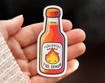 Fire Demon Hot Sauce Sticker | Calcifer Inspired Studio Ghibli Food | Howl's Moving Castle Inspired Sticker | Cute Foodie Sticker | Vinyl