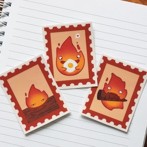Cute Calcifer Howls Moving Castle Stamp Stickers! Studio Ghibli ...