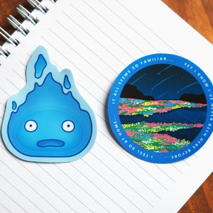 Blue Flame and Howl&#39;s Moving Castle Quote Sticker | Fire Demon, Calcifer, Sophie Quote | Waterproof Vinyl Stickers | Studio Ghibli Inspired