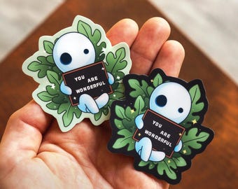 Inspirational Kodama Vinyl Sticker | Cute Anime Sticker | INSPIRED by Ghibli's Princess Mononoke forest spirits | Tree Spirit, Soot Sprites