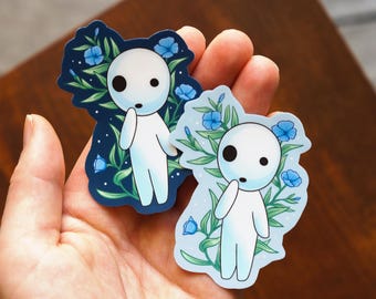 Floral Kodama Vinyl Sticker | Cute Anime Sticker | INSPIRED by Ghibli's Princess Mononoke forest spirits | Tree Spirit, Soot Sprite, Japan