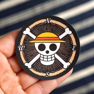 Pirate Compass Sticker Inspired by One Piece | The Grand Line, East Blue, Straw Hats, Jolly Roger | Anime Inspired Matte Gloss Vinyl Art