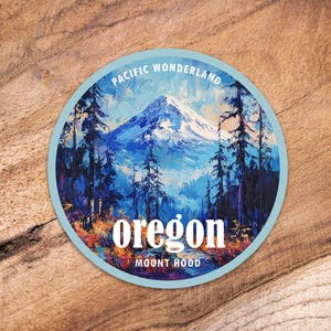 Oregon Mount Hood Sticker | State Travel Sticker | Outdoorsy Hiking Sticker Gifts | Mountains, Western, Landscape, Vinyl Water Resistant Art