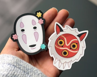 No-Face & Princess Mononoke Mask Stickers | Ghibli Stickers | Spirited Away, Totoro, Soot Sprites, Forest Spirits | Waterproof Vinyl Matte
