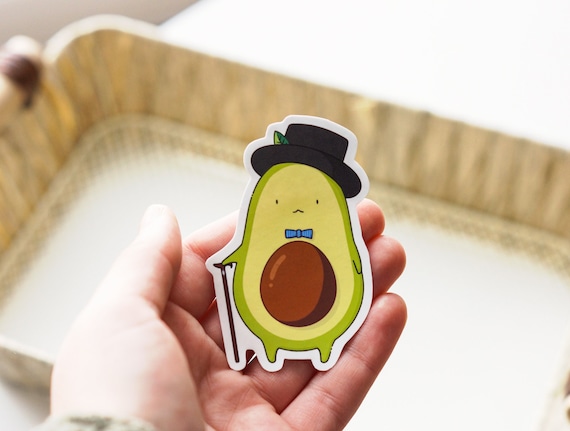 Cute Dapper Avocado Sticker | Adorable Food Sticker | Cute Stickers | Waterproof Vinyl Stickers | Kawaii Stickers | Foodie Sticker