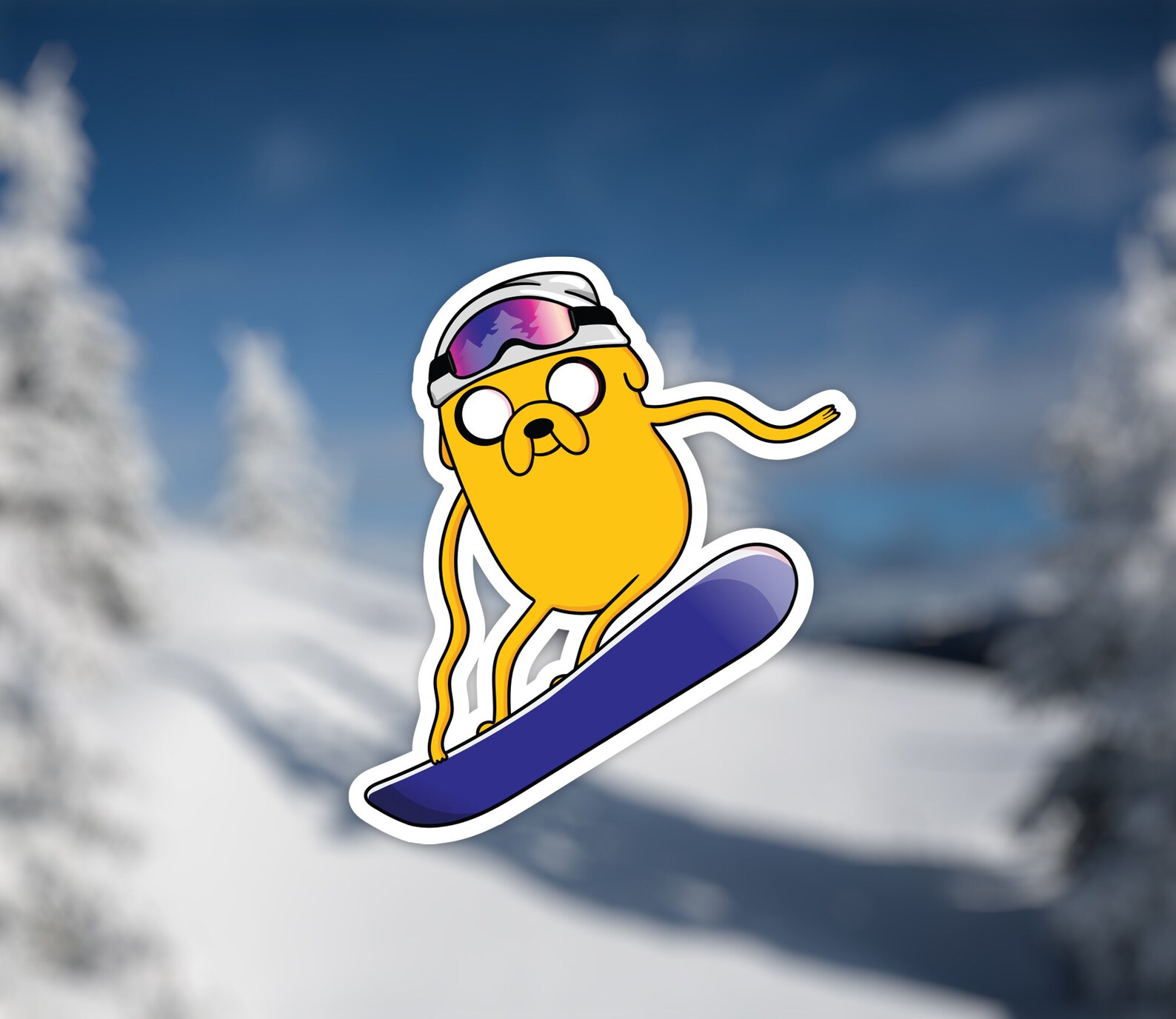 Jake Sticker Round Jake the Dog Adventure Time Sticker | Snowboarding Stickers | Cute ...