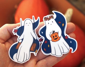 Niedliche Vinyl Geist Aufkleber, Kürbis, Jack-o-Lantern | Herbst, Halloween, Spooky, Oktober Aufkleber | Süßes oder Saures Aufkleber, Autumn Vibes