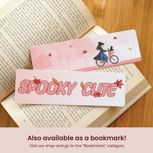 Cute Witch Bicycle & Black Cat Sticker | Spooky Cute | Halloween Autumn Fall Themed Sticker Waterproof Vinyl Stickers | Kiki's Delivery image 2