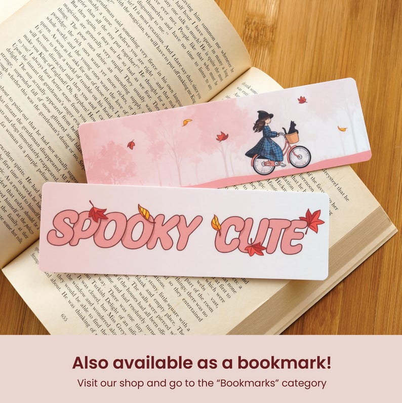 Cute Witch Bicycle & Black Cat Sticker | Spooky Cute | Halloween Autumn Fall Themed Sticker Waterproof Vinyl Stickers | Kiki's Delivery image 2