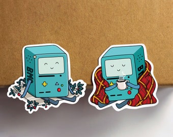 Cute BMO Stickers! Strawberry Patch, Cozy Tea, Skiing BMO | Adventure Time Stickers | Cute Stickers | Kawaii Stickers | Waterproof Vinyl