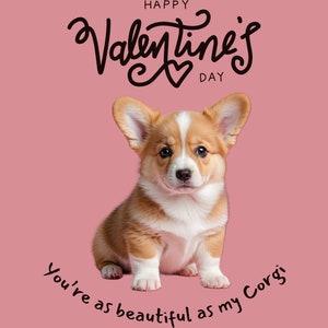 Pembroke Corgi Valentine Card PNG, 5 Variations, Dog Happy Valentines ...