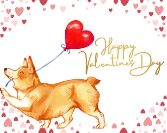 Corgi Valentine PNG, JPG, Pdf, MP4 Files, Corgi is My Valentine, Happy ...