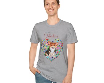 Corgi Valentine, Be My Valentine Corgi, Corgi Valentines, Corgi Valentine Gift Unisex Softstyle T-Shirt