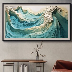 Samsung Frame TV Art Collection, Stunning Ocean 3D Wave Art, Wall Art, Abstract Wall Art, Digital Download, Instant Download