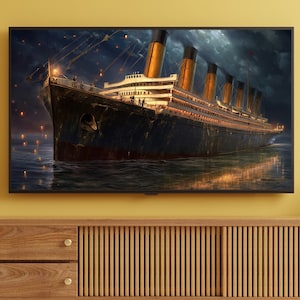 Samsung Frame TV Art - Titanic Art, Art Modern Wall Decor for Your Smart Home, Seascape Titanic, Art for Frame TV