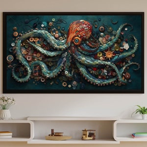 Samsung Frame TV Art, Octopus Elements Art, Abstract Wall Art, , Home Decor, Art for Frame TV