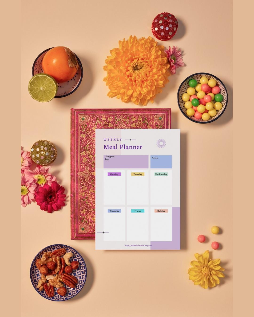 Colorful Printable Meal Planner - Etsy