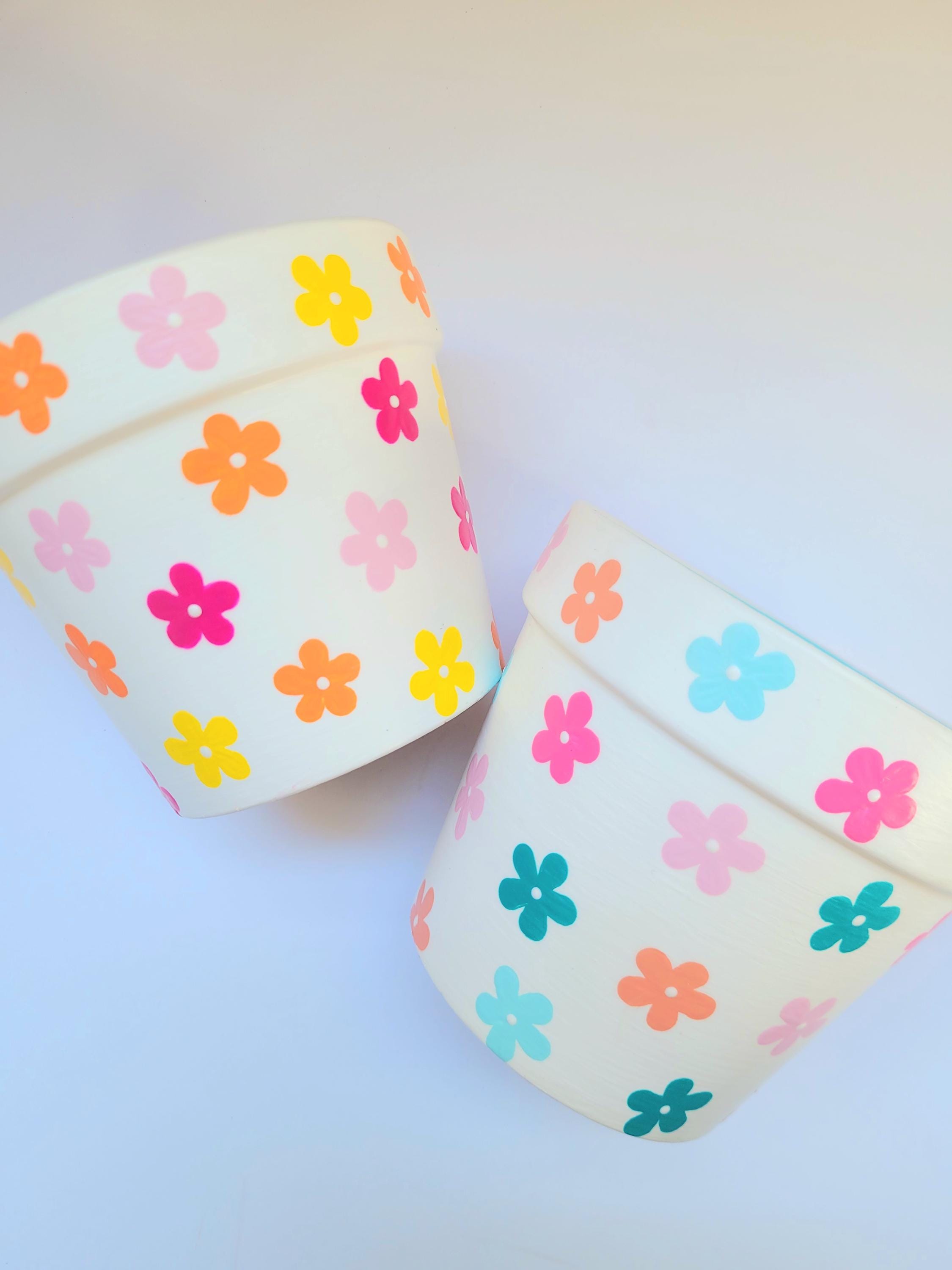Flonal Pot Colorful Floral Pot Hand Painted Plant Pot - Etsy