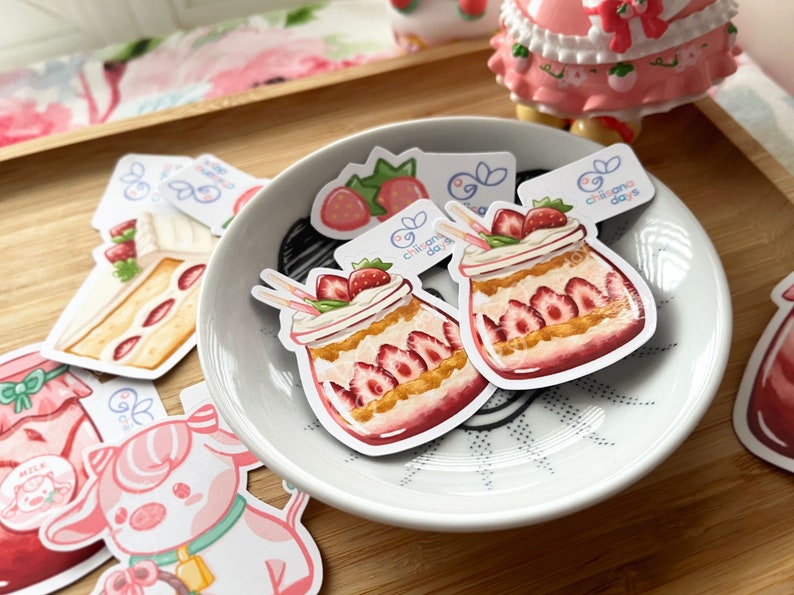 Parfait Sticker Sample Strawberry Cake Dessert Vinyl Sticker | Delicious Foodie Stickers - Etsy