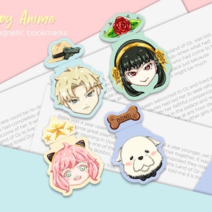 Spy Anime Magnetic Bookmarks with Top Peekers | kawaii cute reading accessory, page marker, book gift, handmade, manga, sxf, booktok, novel