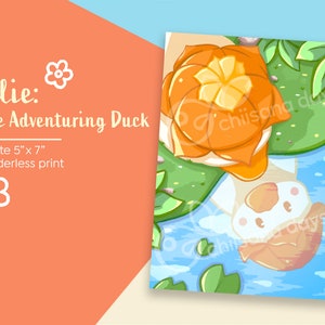Ellie: The Adventuring Duck Art Print | Tulip duck | kawaii cute matte art print, wall, room, decoration