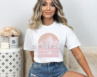 Desert Vibes boho t-shirt, desert vibes bachelorette party shirt, desert themed tee, scottsdale, sedona, AZ, boho tee