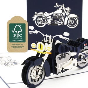 Carte pop-up moto chopper - idée cadeau originale pour les motards comme carte d'anniversaire, permis de conduire ou prochaine tournée