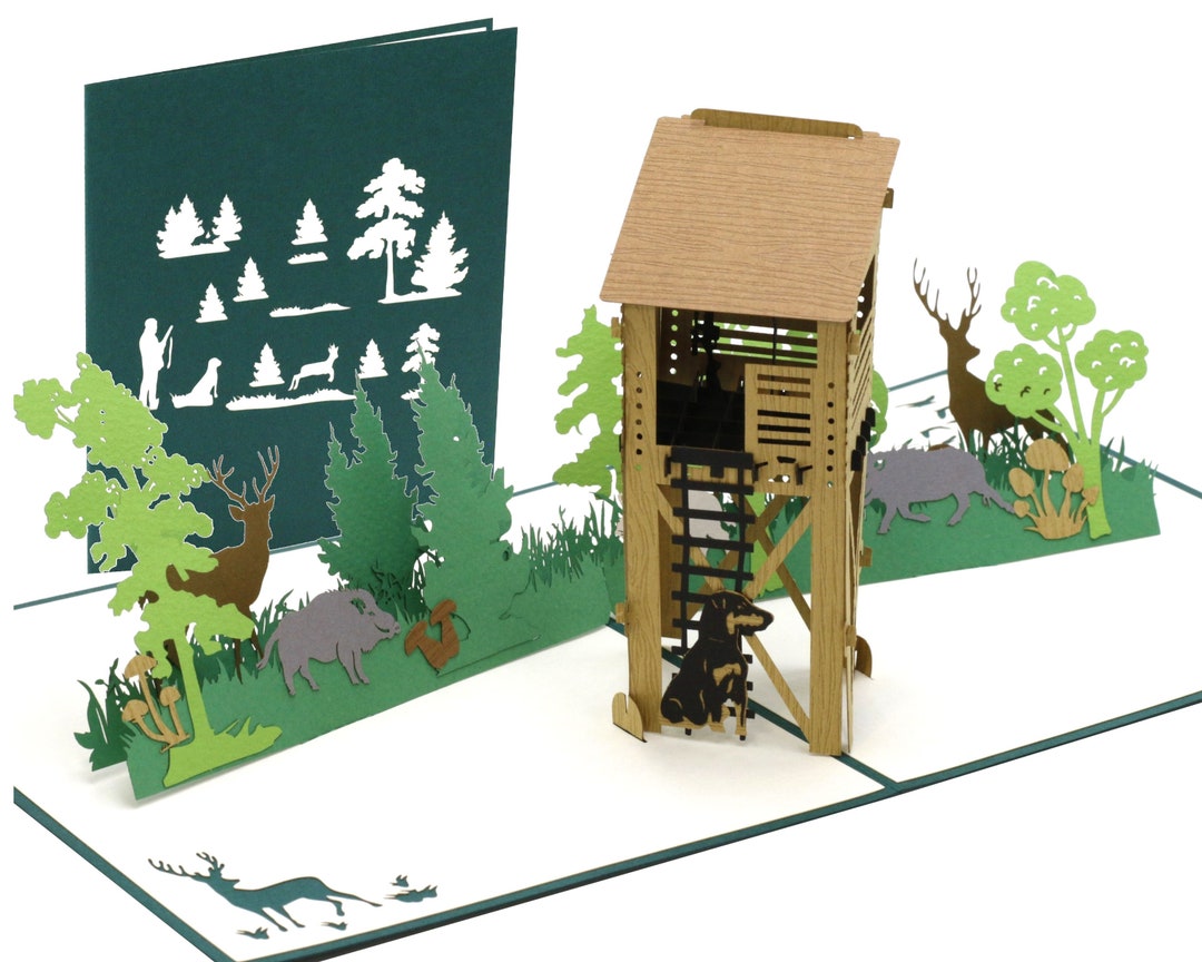 Design3dkarten® Popup Card Hunter Gift, 3D Birthday Card for Hunters