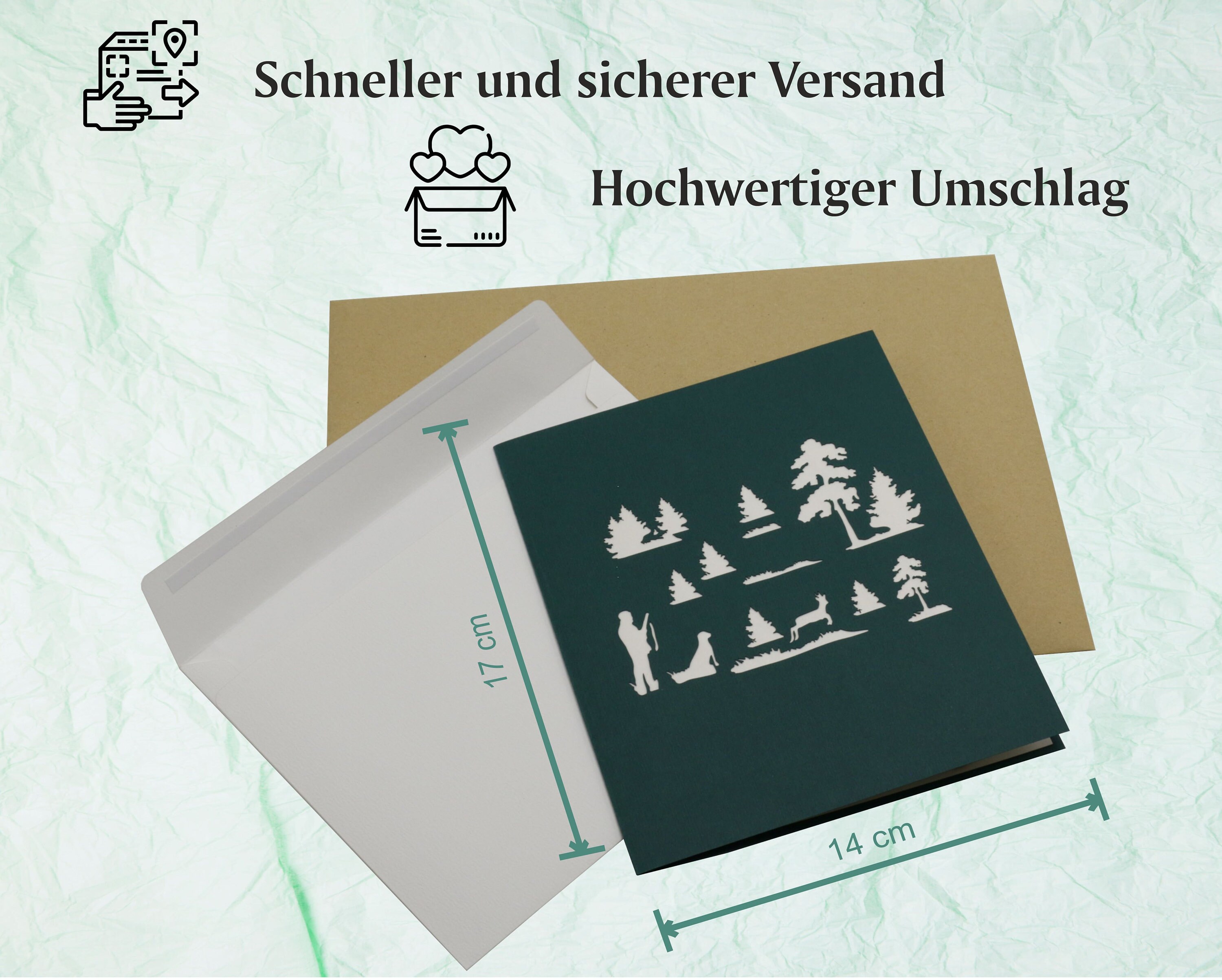 Edle Glückwunschkarte „Wild Life – Happy Birthday“ – Natur/Jagd-Design, 17x12 Cm, Inkl. Umschlag