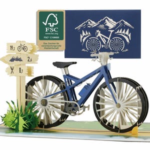 Pop-up kaart fiets – creatieve verjaardagskaart fiets, cadeau-idee voor mountainbike, originele voucher fiets of geldcadeau