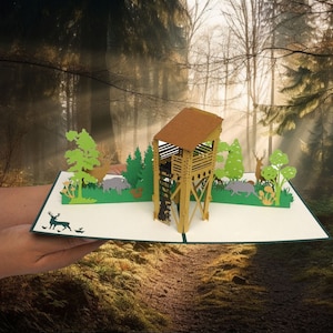 design3dkarten® Carte pop-up pour chasseur, carte d'anniversaire 3D pour chasseurs, test de chasse, permis de chasse ou bon d'achat, pour forestiers image 4