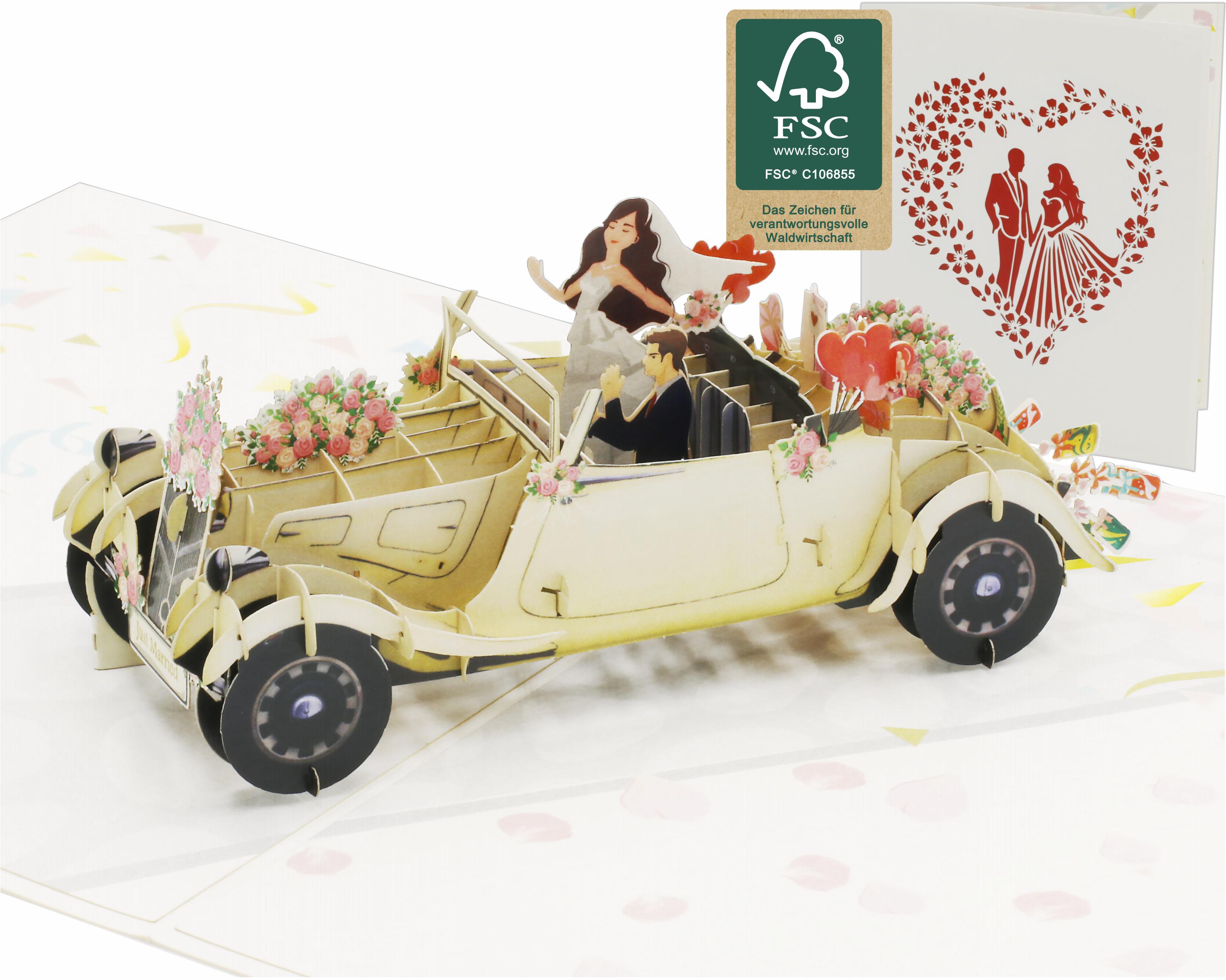 Pop Up Karte „Liebesherz“ – 3D Valentinskarte, Hochzeitskarte, 12x12 Cm, Mit Umschlag