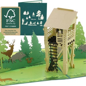 design3dkarten® Pop-up Karte Jäger Geschenk, 3D Geburtstagskarte für Jäger zur Jagd, Jagdprüfung, Jagdschein o. Gutschein, für Förster