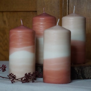 Dip Dye Pillar Candle | red/beige | large candles | Easter | 45h burning time