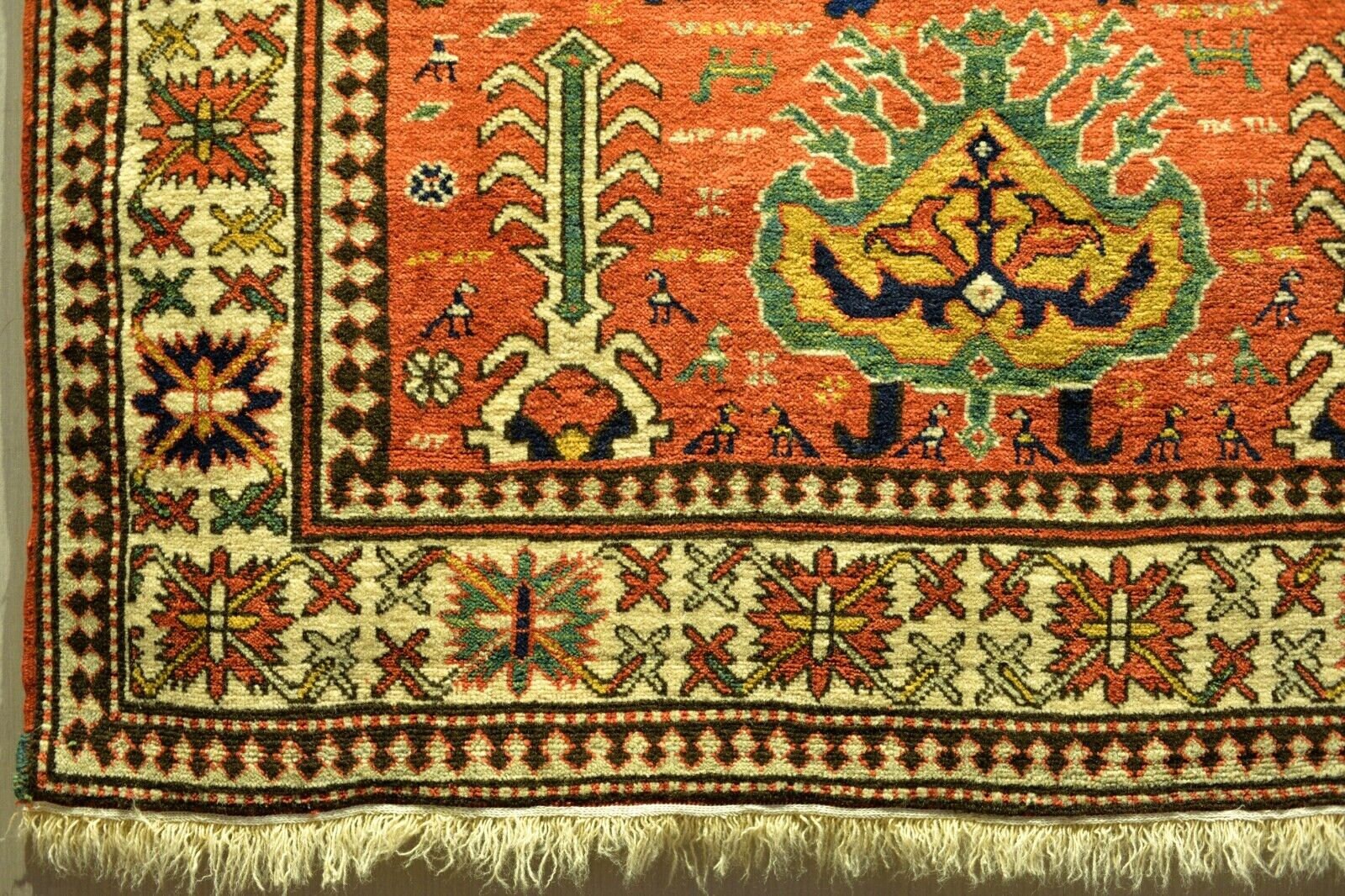 Antique Caucasian Chelaberd Kazak Rug Tribal Carpet Vintage Kuba Soumak