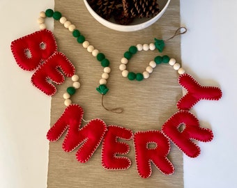 Be Merry Christmas Garland Banner | Be Merry Banner | Christmas Felt Banner | Christmas Decor | Christmas Party