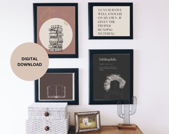 Juego de 9 impresiones digitales de pared de libro: inspirado en la colección Sarah J Maas