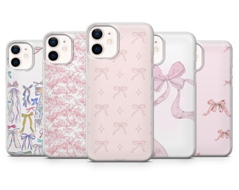 Schleife Coquette Handyhülle Pink Ribbon Cover passend für iPhone 15 Pro Max, 14 Plus, 13, 12, 11, XR, XS & Samsung S24, S23, A54, A25, Pixel 8, 7