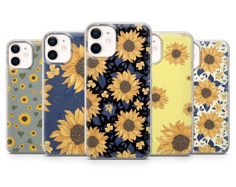Sunflower Phone Case Flower Floral Cover for iPhone 17Pro, 16, 15, 14, 13, 12, Samsung S25, S24, S23Fe, S22, A16, A26, A56, Pixel 10, 9Pro