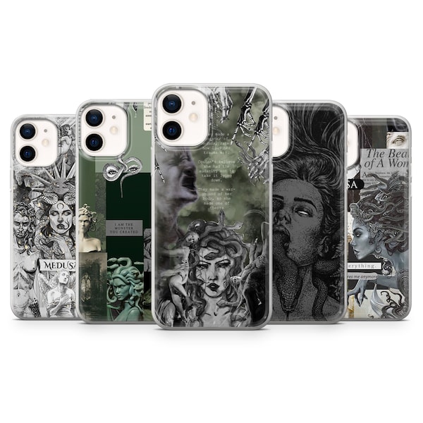 Medusa Greece Phone Case Dark Art Cute Cover fit for iPhone 15 Pro Max, 14 Plus, 13, 12, 11, XR, XS & Samsung S24, S23, A54, A25, Pixel 8, 7