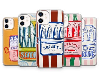 Fish Ocean Phone Case Fishing Sardine Cover for iPhone 17Pro, 16, 15, 14, 13, 12, Samsung S25, S24, S23Fe, S22, A16, A26, A56, Pixel 10, 9