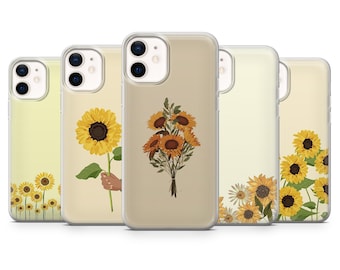 Sunflower Phone Case Flower Floral Cover for iPhone 17Pro, 16, 15, 14, 13, 12, Samsung S25, S24, S23Fe, S22, A16, A26, A56, Pixel 10, 9Pro