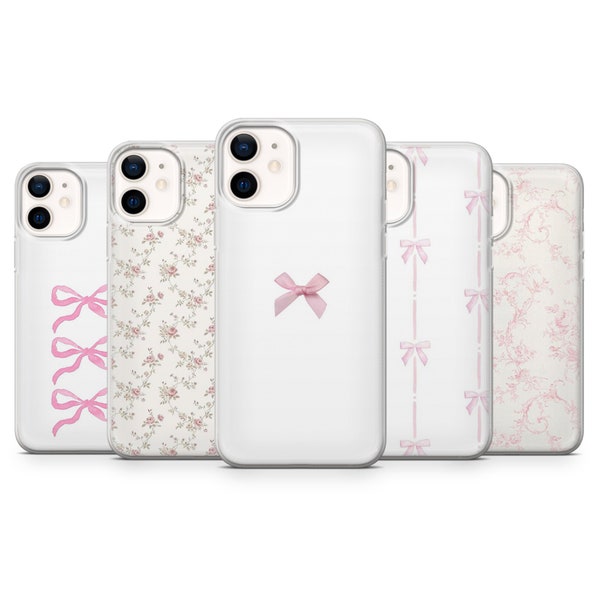 Coquette Handyhülle Pink Schleife Schleifenband Lederhülle passend für iPhone 15 Pro Max, 14 Plus, 13, 12, 11, XR, XS & Samsung S24, S23, A54, A25, Pixel 8, 7