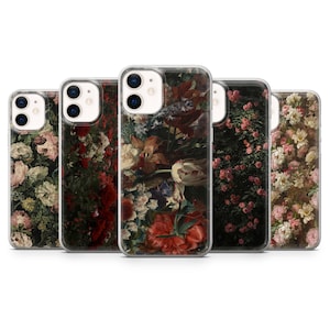 Vintage Flower Phone Case Rose Peony Cover fit for iPhone 15 Pro Max, 14 Plus, 13, 12, 11, XR, XS & Samsung S24, S23, A54, A25, Pixel 8, 7