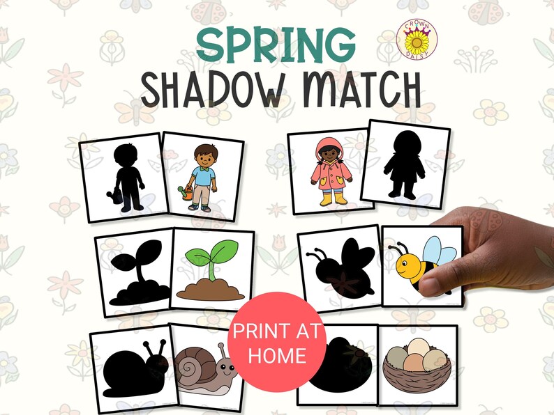 Spring Shadow Matching Cards Printable | Preschool Memory Game | Visual ...