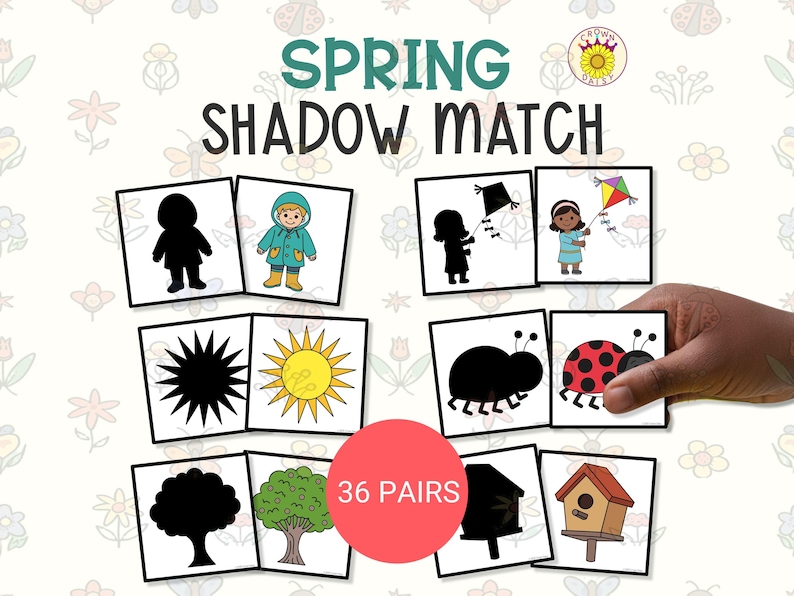 Spring Shadow Matching Cards Printable | Preschool Memory Game | Visual ...