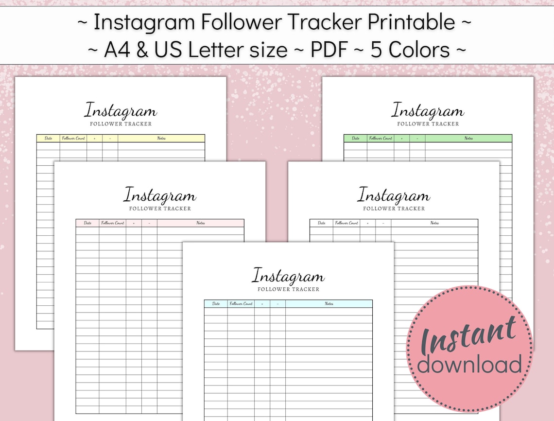 Instagram Follower Tracker Printable Social Media Subscriber - Etsy