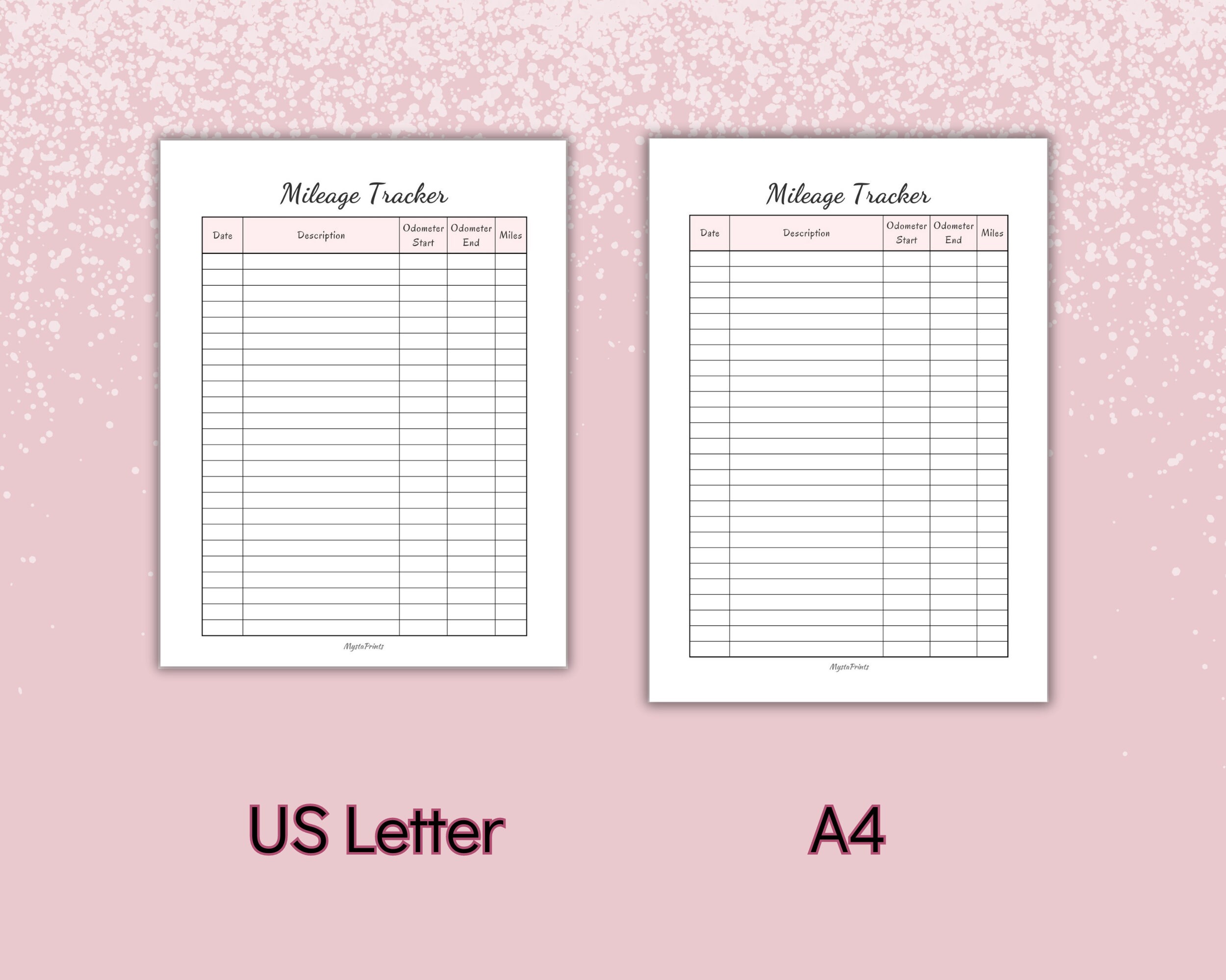 Printable Mileage Tracker, Travel Distance Logbook, Business Miles Log, Odometer Log, Work or ...