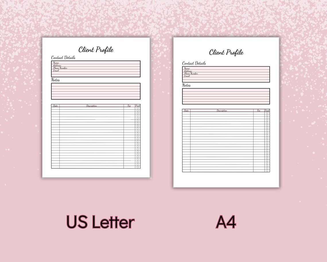 Printable Client Profile, Customer Information Sheet for Hair and